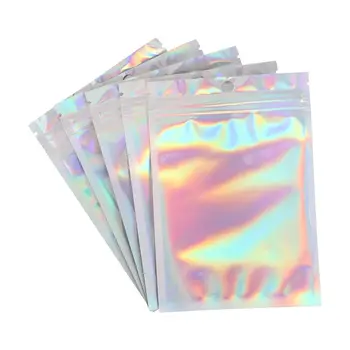 20Pcs Auto Selo de Embalagem Saco de papel Alumínio Holograma Brilhante Bolsa de Armazenamento Impermeáveis Reclosable Bolsas de Plástico da Arte do Prego Saco
