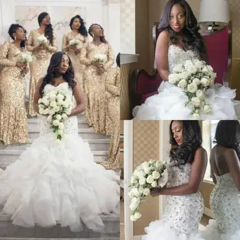 Africano Plus Size Vestidos de Noiva Envoltório Apliques de Renda Ruched de Volta Lace Vestido de Noiva Sereia em Tule vestido de noiva