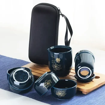 Alta Guality Conjunto de Chá em Porcelana Chinesa Portátil Copos de Chá Para Viajar com Saco Portátil para Viagens de Chá de Cerâmica e garrafas Para o Exterior