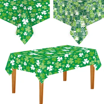 Dia de são Patrício Descartáveis, Toalha de mesa com Shamrock Irish Folhas Verde Trevo de Quatro Folhas Duende Tampa de Tabela Fonte do Partido